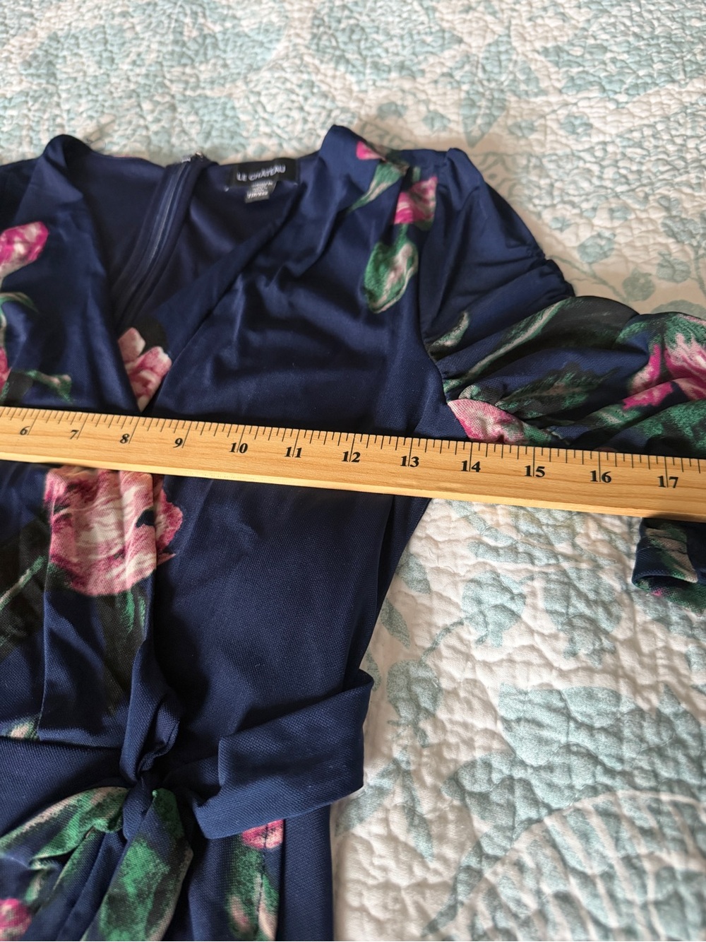 le chateau Navy Floral Midi Dress with Pink Blooms - Picture 4 of 9